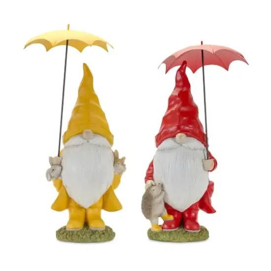 Garden Gnomes with Umbrellas & Woodland Animals Set {1}