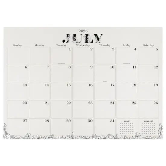 July 2025 - June 2026 Medium Floral Desk Pad Monthly Blotter Calendar {1}
