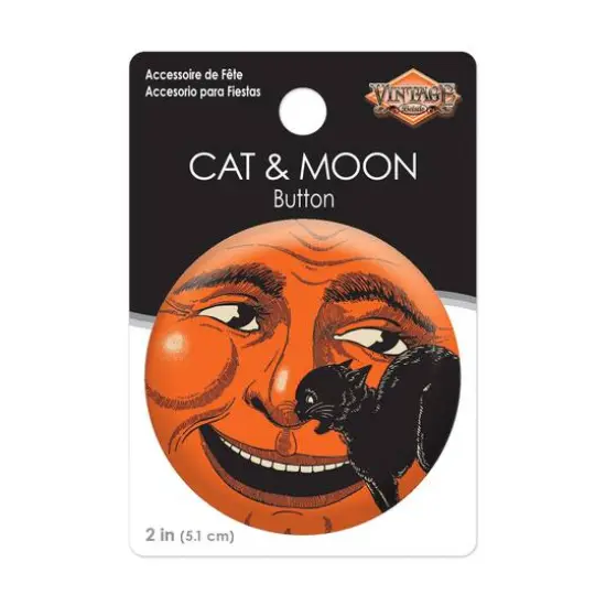 Beistle Vintage Halloween Cat & Moon Button, 6ct. {4}