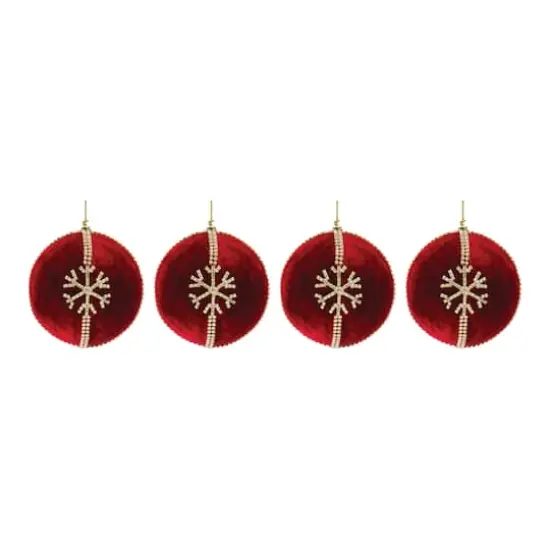 4" Jeweled Snowflake Ball Ornament Set {4}