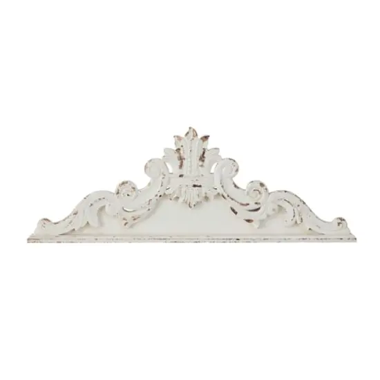 White Wood French Country Carved Wall Decor 14" x 39" x 3" {1}