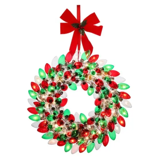 17" Retro Red & Green LED C9 Bulb Wreath {1}