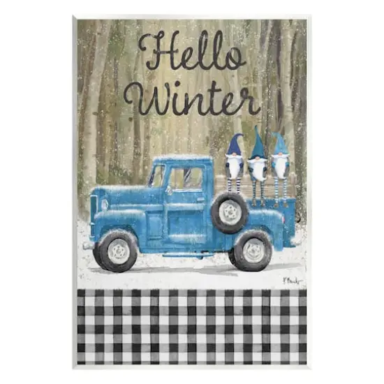Stupell Industries Hello Winter Plaid Gnomes Wall Plaque Art {1}