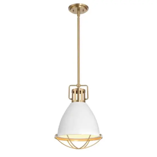 Hello Honey&reg; Kent Industrial Oversized Caged Metal Ceiling Light White/Gold {4}