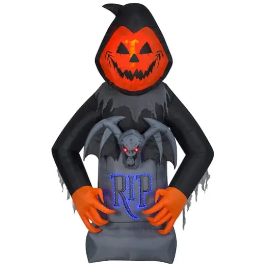 8.5ft. Lightshow Airblown&reg; Fire & Ice Pumpkin Head Reaper {1}