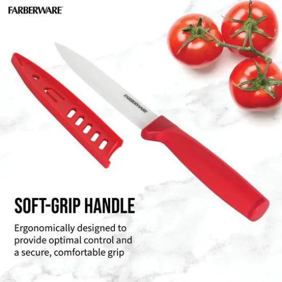 Farberware 5" Red Ceramic Utility Knife with Sheath {3}