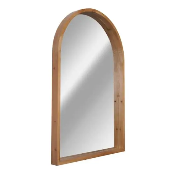 Arch Natural Wood Wall Hanging Framed Decorative Mirror -24" x 36" {1}