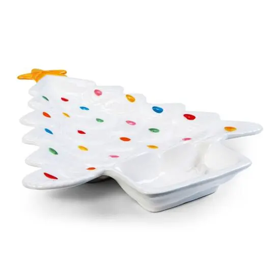 14" White Tree Platter with Dip Section {3}