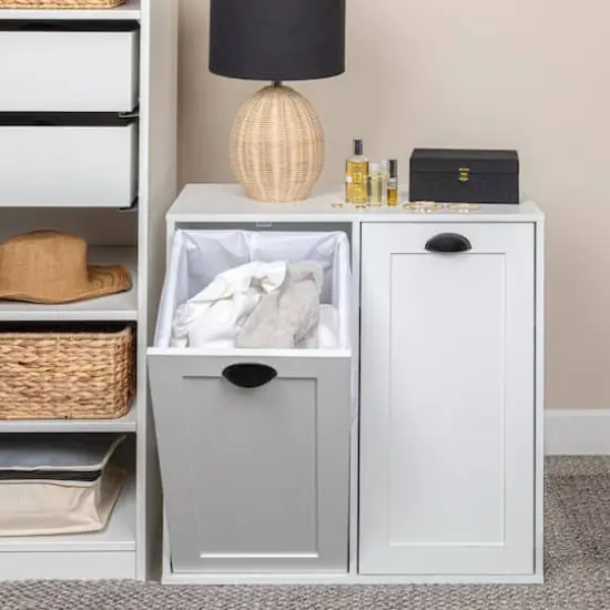 Household Essentials 30" Scandi White Finish Laundry Sorter Cabinet {3}