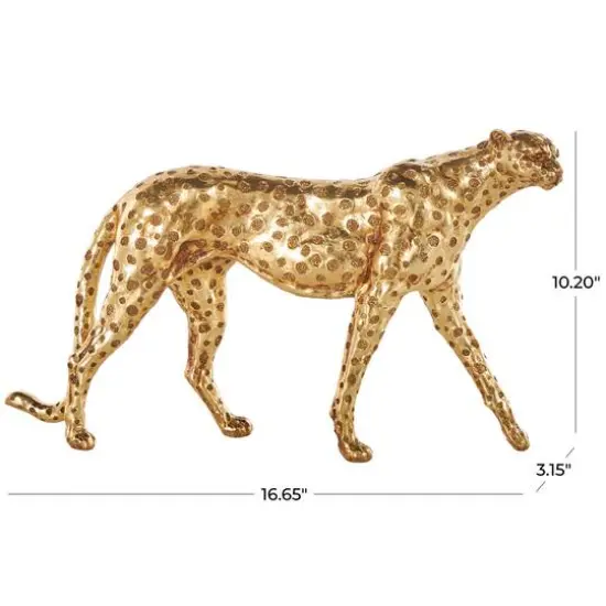 17" Long Gold Walking Cheetah Sculpture  {9}