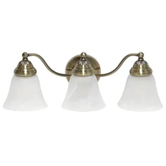 Lalia Home Essentix Alabaster 3 Light Glass Vanity Antique Brass {1}