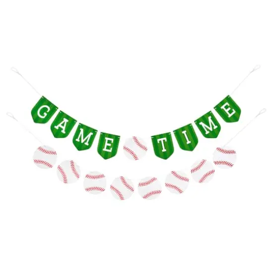5ft. Green & White Game Time Baseball Banner Set by Celebrate It&trade; {1}