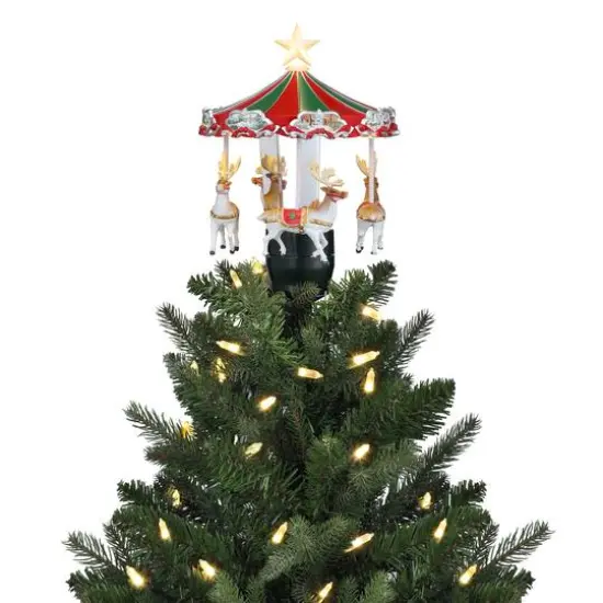 11" Animated Carousel Christmas Tree Topper {3}