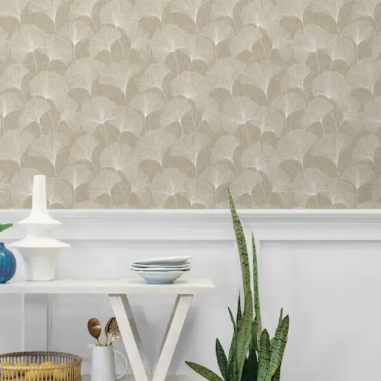 Surface Style Ginkgo Peel & Stick Wallpaper Linen {4}
