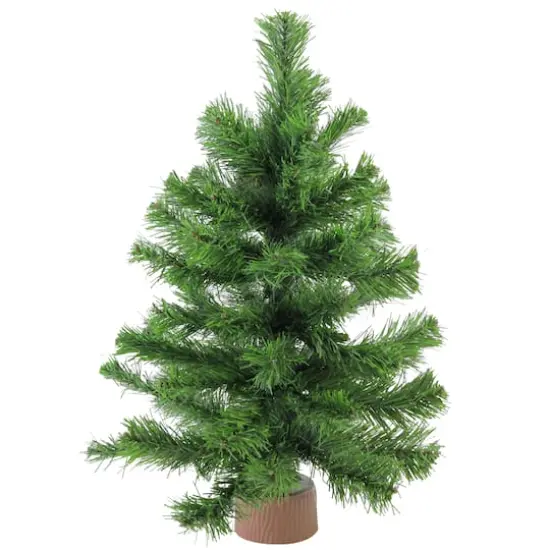 18" Unlit Mini Pine Artificial Christmas Tree in Faux Wood Base {1}