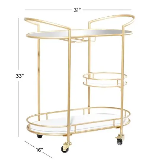 Gold Metal Contemporary Bar Cart, 33" x 31" x 16" {7}