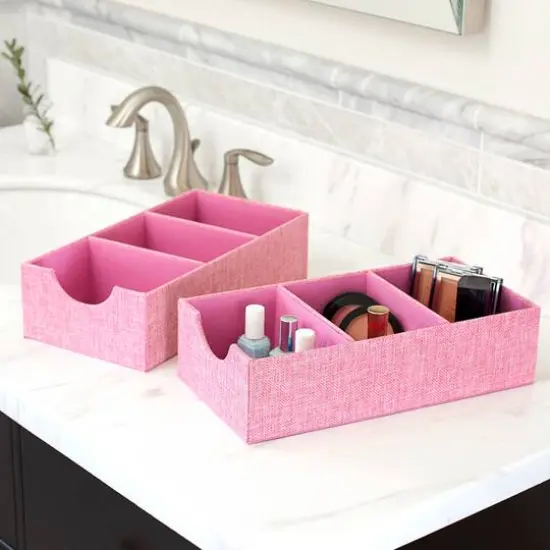 Household Essentials 3-Compartment Drawer Organizers, 2ct. Pink {4}