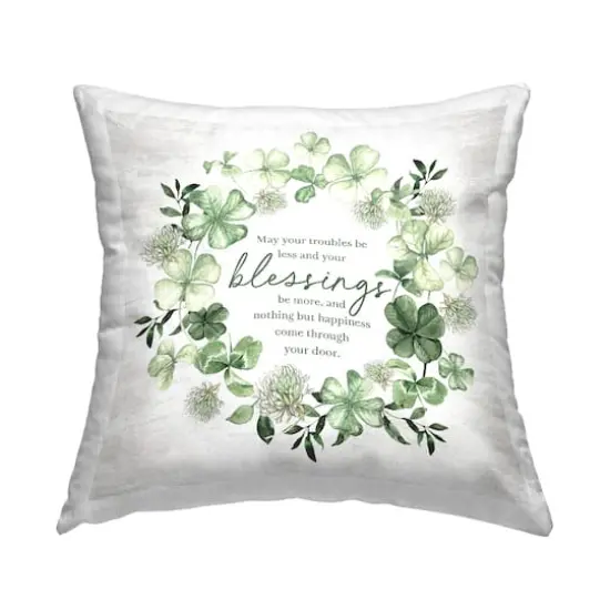 Stupell Industries Irish Proverb & Shamrocks Decorative Printed Throw Pillow {1}