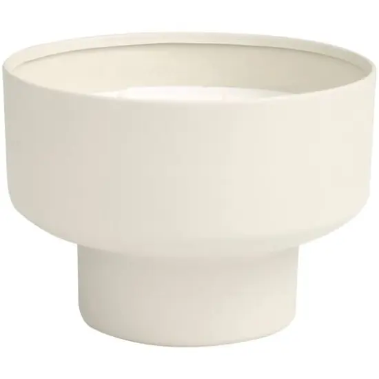 White Wax White Sage Scented Candle with Elevated Matte Light Gray Container {5}