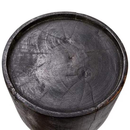 Hello Honey&reg; 20" Black Mango Wood Ribbed Pillar Candle Holder {7}