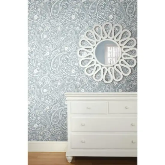 RoomMates Paisley Prince Peel & Stick Wallpaper Blue and White {5}
