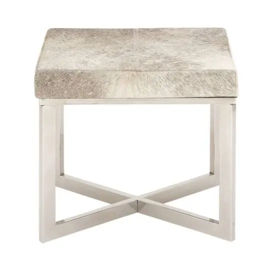 20" Gray & White Stainless Steel Contemporary Stool {1}