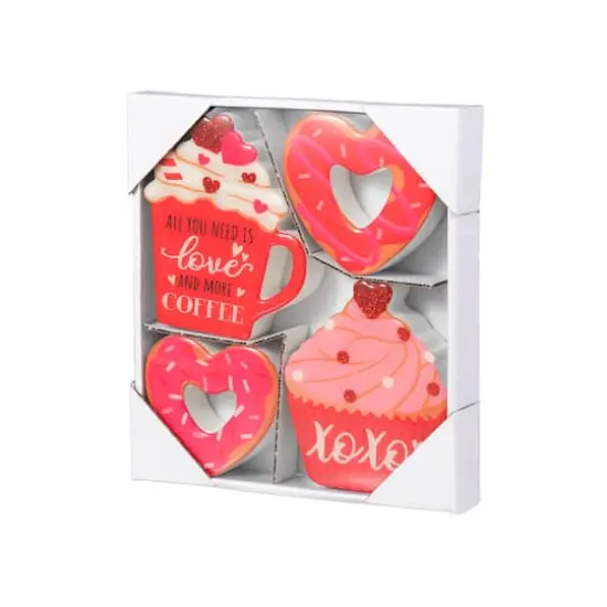 Glitzhome® Valentine's Wooden Cup Cakes & Heart Table Décor Set {1}
