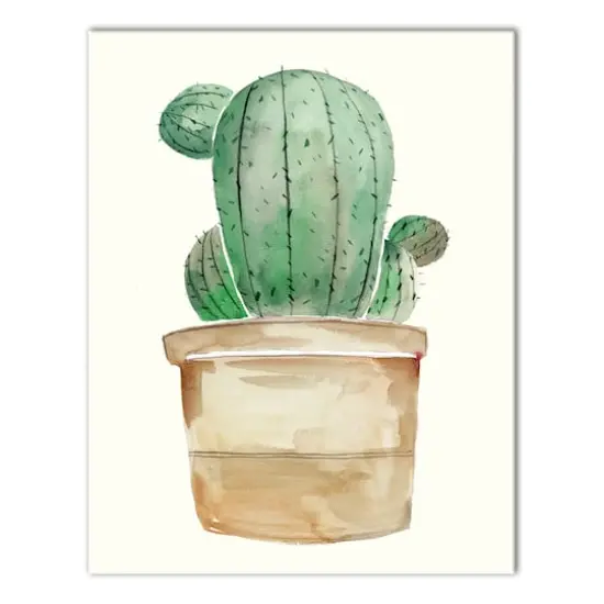 Little Potted Cactus 11" x 14" Canvas Wall Art {1}