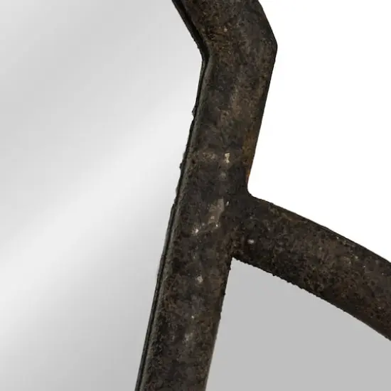 Hello Honey&reg; 33" Black Distressed Metal Scallop Shaped Wall Mirror {4}