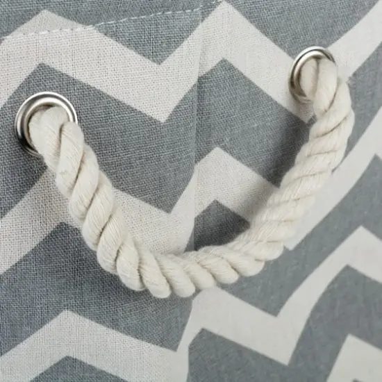 Medium Chevron Polyester Rectangle Bin Gray {6}