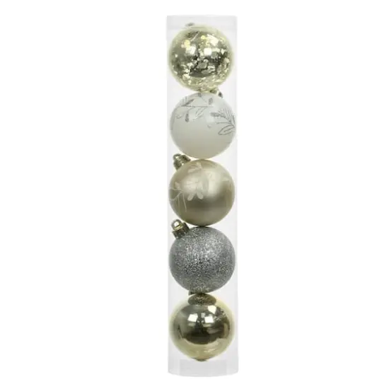 5 Pack 2.2" Silver & Gold Shatterproof Ball Ornaments by Ashland&reg; {1}