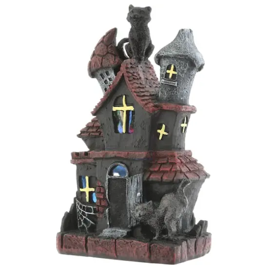 7" Black Cats Haunted House with LED Light {1}