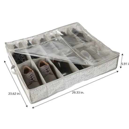 Simplify Gray 12 Pair Boho Print Under the Bed Shoe Storage Bag {4}