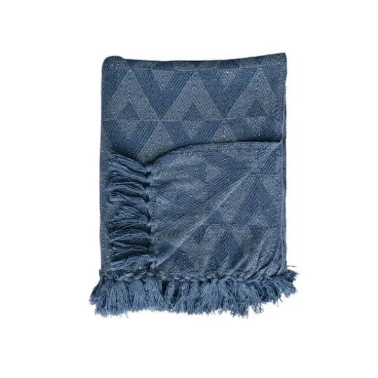 Hello Honey&reg; Blue Azure Triad Cotton Blend Throw with Fringe {7}