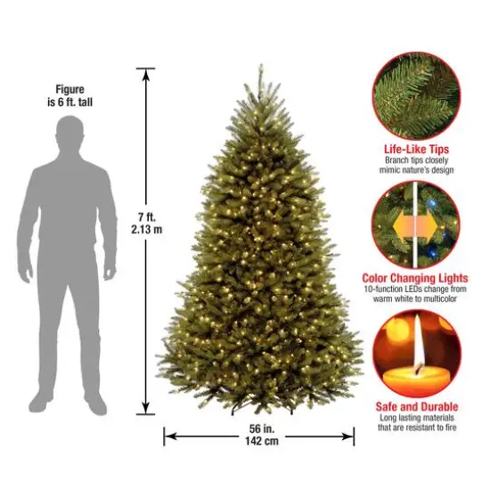 7ft. Pre-Lit Dunhill® PowerConnect™ Fir Artificial Christmas Tree, Dual Color® LED Lights {5}