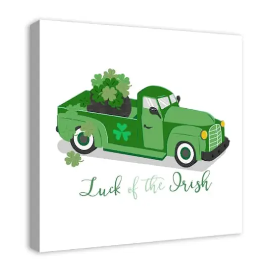 Plaid Green Truck Luck Canvas 24" x 24" Canvas Wall Art {3}