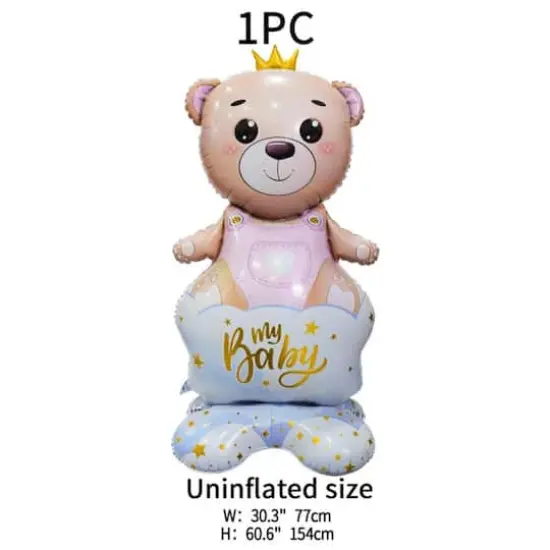 Wizardi Girl Bear with Crown Standing Foil Balloon Decoration {5}
