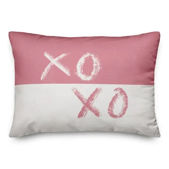 XOXO Brush Strokes Distress Rectangle Throw Pillow {1}