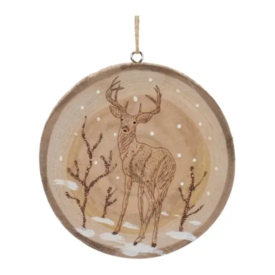 12ct. 4" Wood Deer Tree Disc Ornament Set {4}