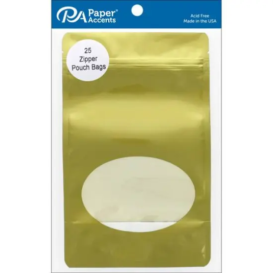 PA Paper&trade; Accents Gold Zipper Pouch Bags, 25ct. {1}