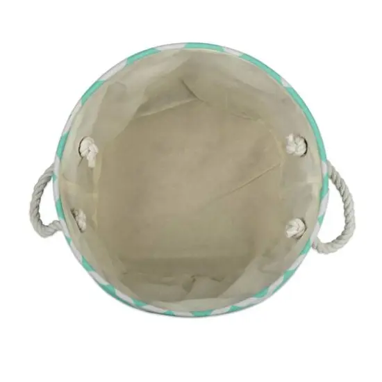 DII&reg; Medium Round Chevron Polyester Bin Aqua {4}