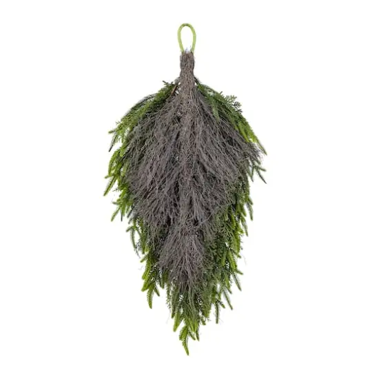 Glitzhome&reg; 31.5"H Christmas Greenery PE Teardrop with Pinecones and Red Berries {8}