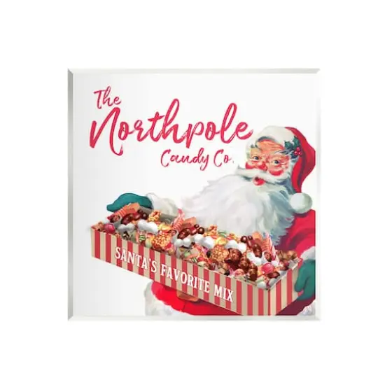 Stupell Industries Vintage Northpole Candy Santa Claus Wall Plaque Art {1}