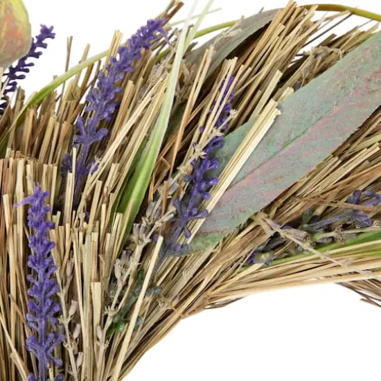 14" Artificial Grass and Lavender Spring Wreath {5}