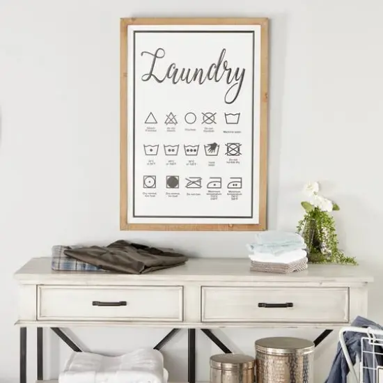 White Farmhouse Laundry Guide Wood Wall Decor, 22" x 32" {7}