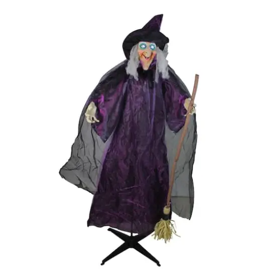 5.5ft. Lighted & Animated Witch Halloween Figure Decoration {1}