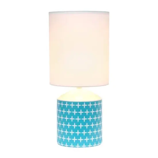 Simple Designs 18.5" Fresh Prints Table Lamp Blue and White Cross {3}