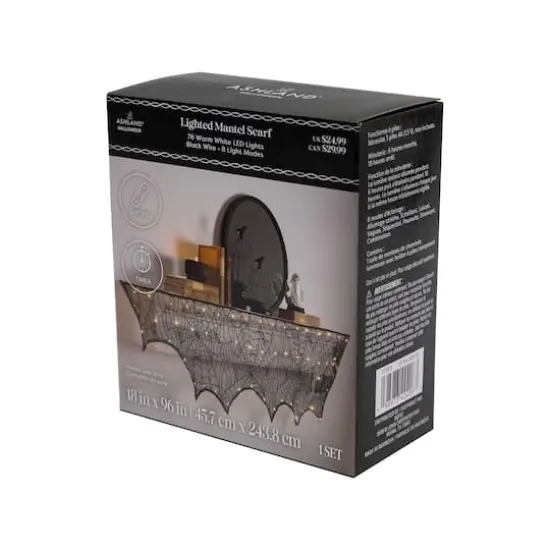 96" Black Spider LED Lighted Mantel Scarf by Ashland&reg; {6}