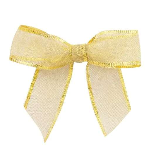 JAM Paper 7/8" Gold Metallic Mesh Twist Tie Bows, 100ct. {1}