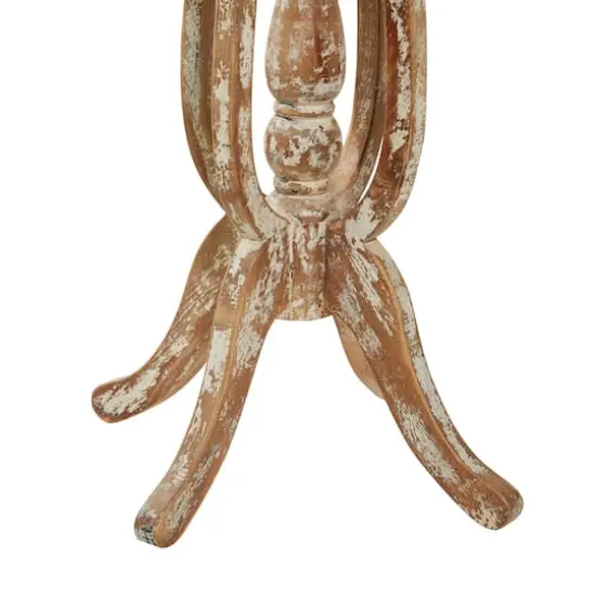 24" Brown Chinese Fir Farmhouse Accent Table {6}